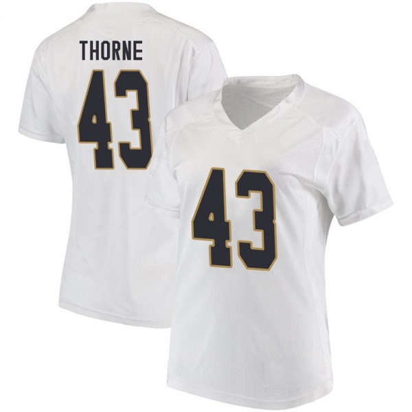 Marcus Thorne Notre Dame Fighting Irish NCAA Women's #43 White Replica College Stitched Football Jersey LFD0755GQ